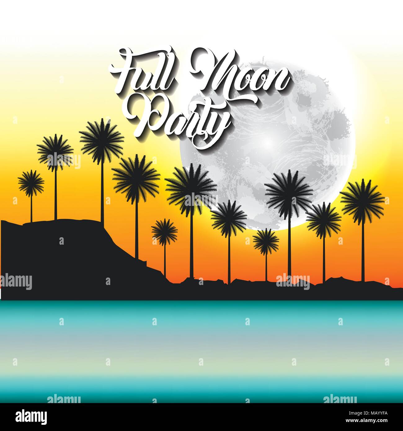 Full moon beach party Stock Vector Images - Alamy