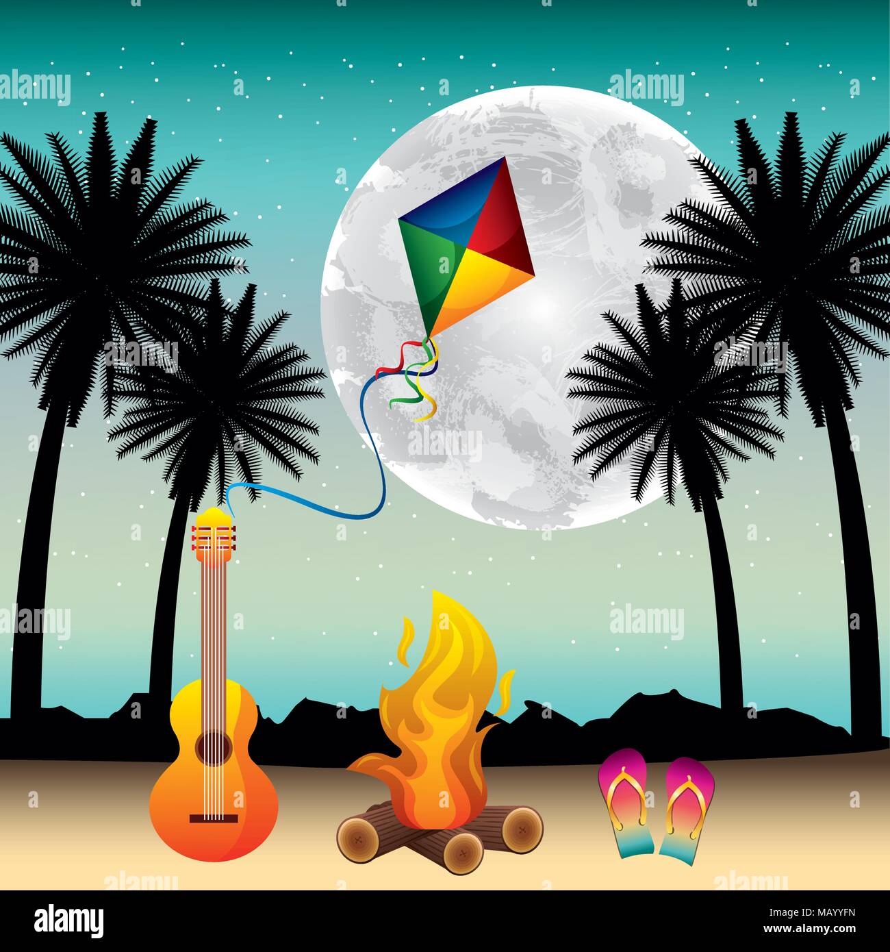 Full moon beach party Stock Vector Images - Alamy