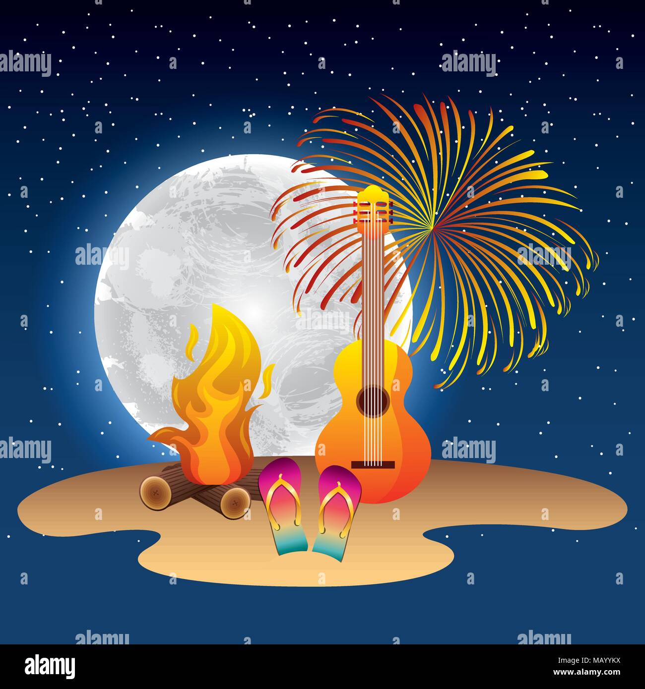 Full moon fireworks Stock Vector Images - Alamy