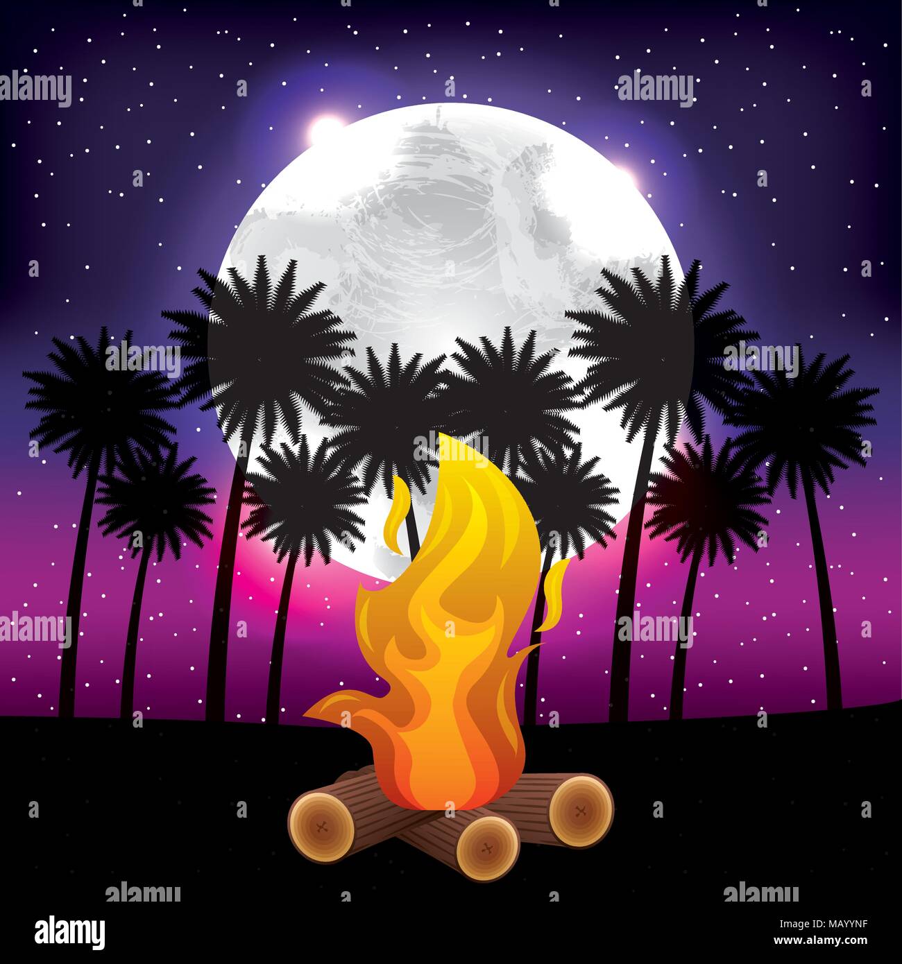 Full moon beach party Stock Vector Images - Alamy