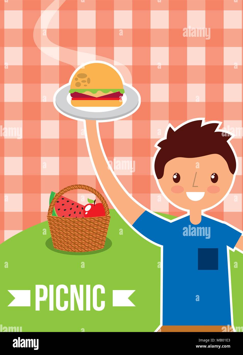 happy people picnic Stock Vector