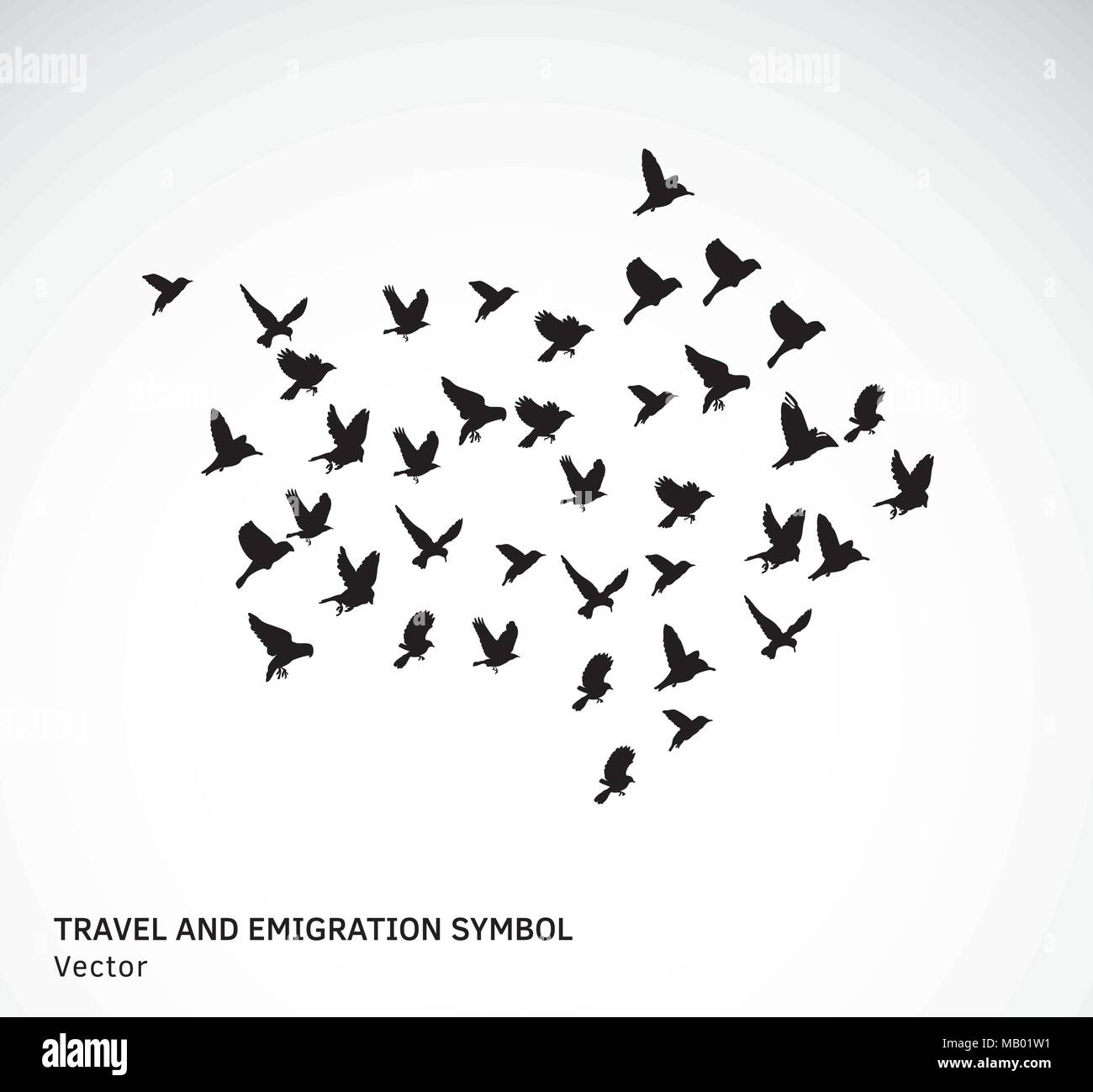 Travel and emigration birds symbol black and white. Stock Vector