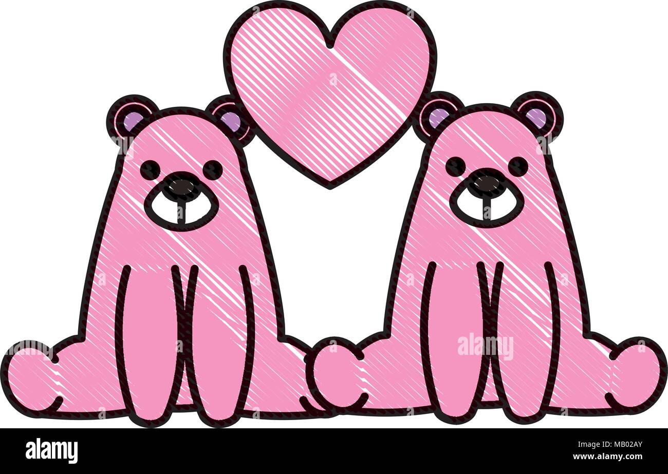 couple cute bears sit with love heart Stock Vector Image & Art - Alamy