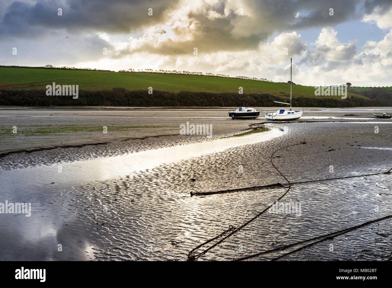 Low tide on the Gannel River in Newquay in Cornwall Stock Photo Alamy