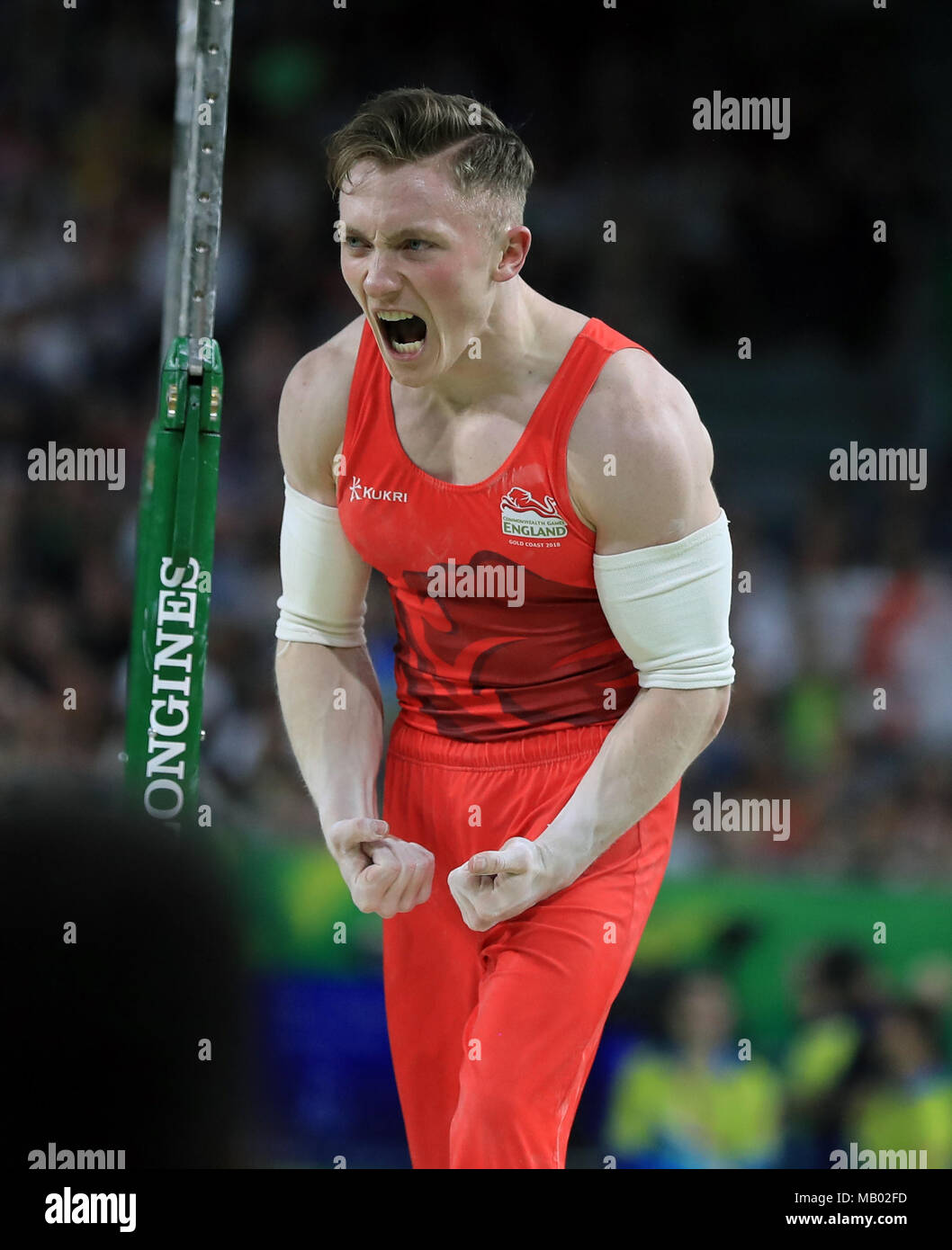 England's Nile Wilson during the men's gymnastics team event final at