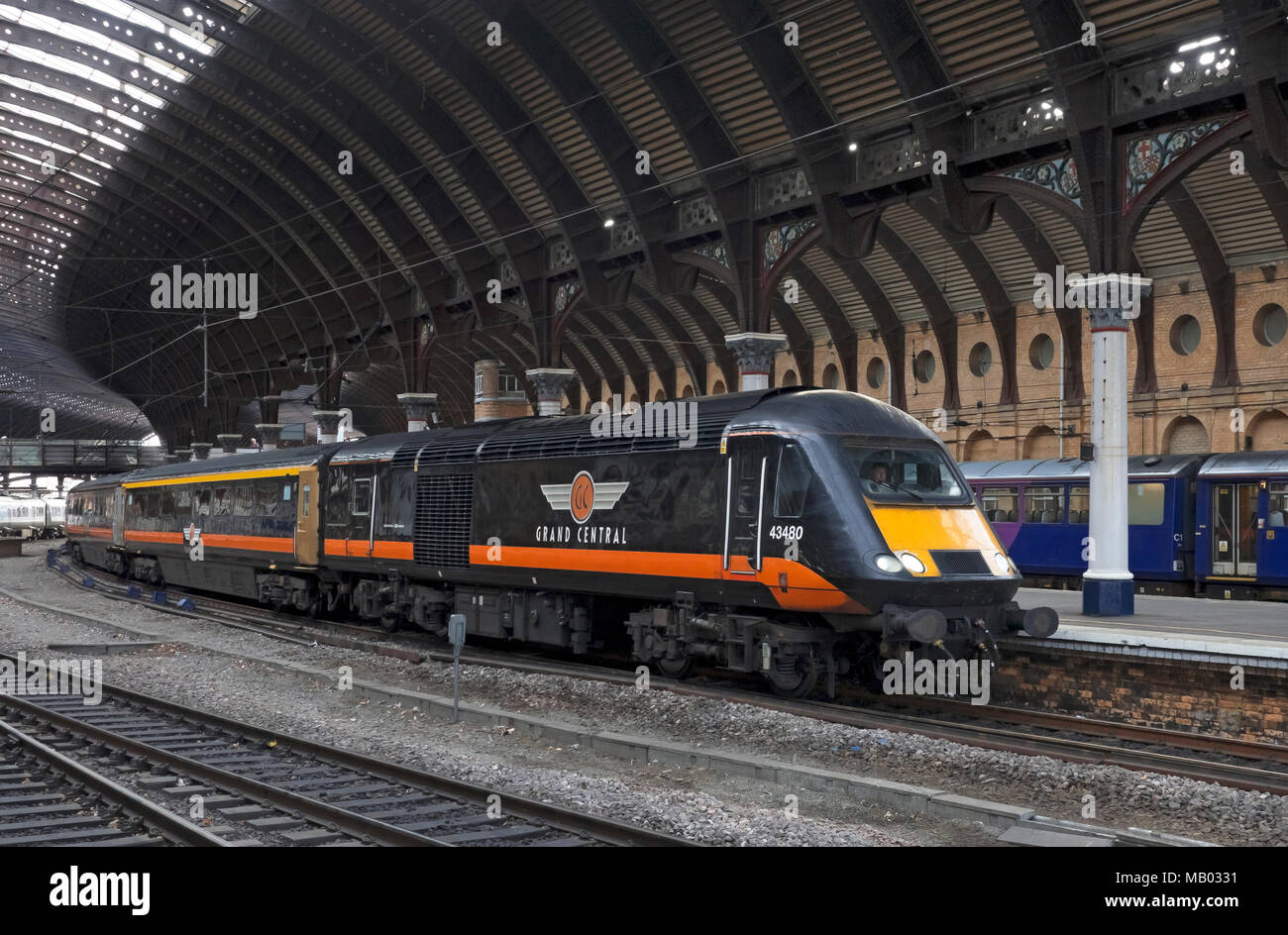 Grand Central high speed passenger train waiting at the station. Stock Photo