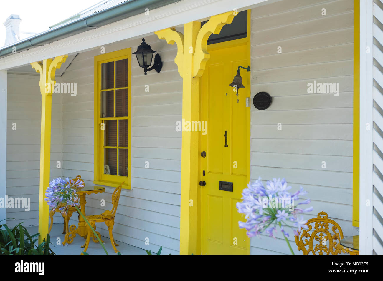 Cute house with a porch. Stock Photo