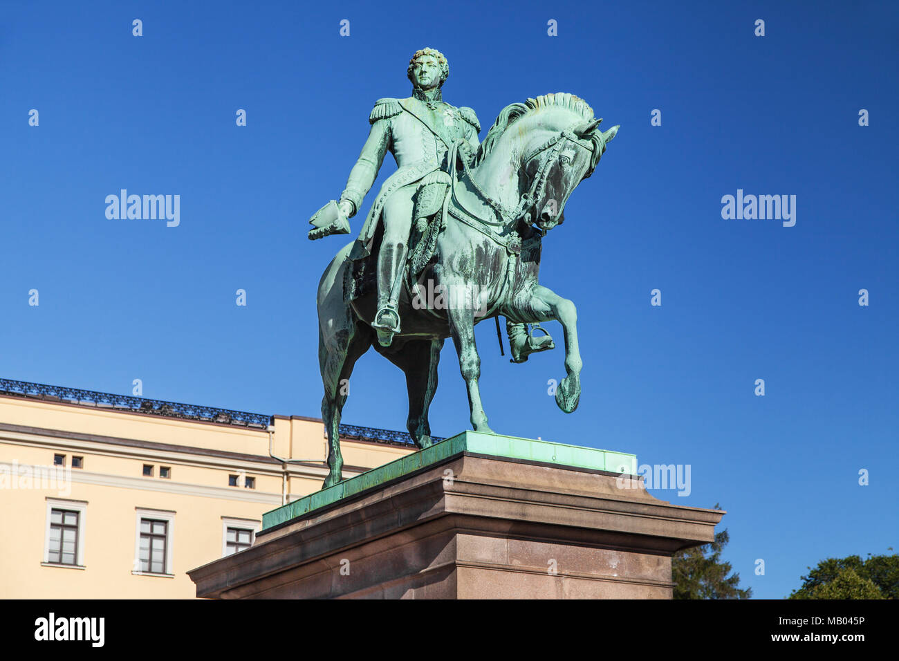 Statue of King Karl Johan in Oslo, Norway. Stock Photo