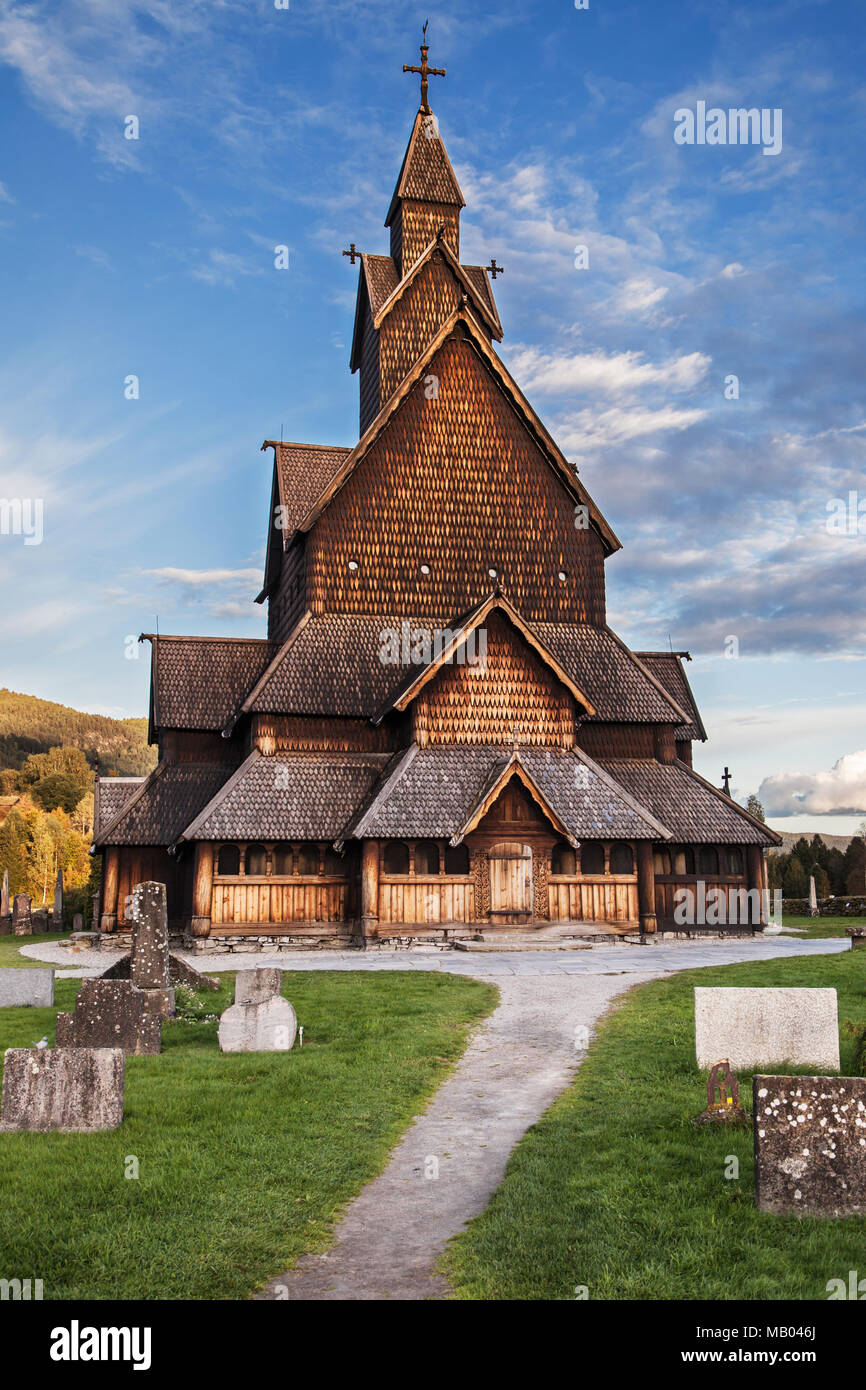 Medieval Stave Church at Heddal in Notodden municipality, Norway. Stock Photo