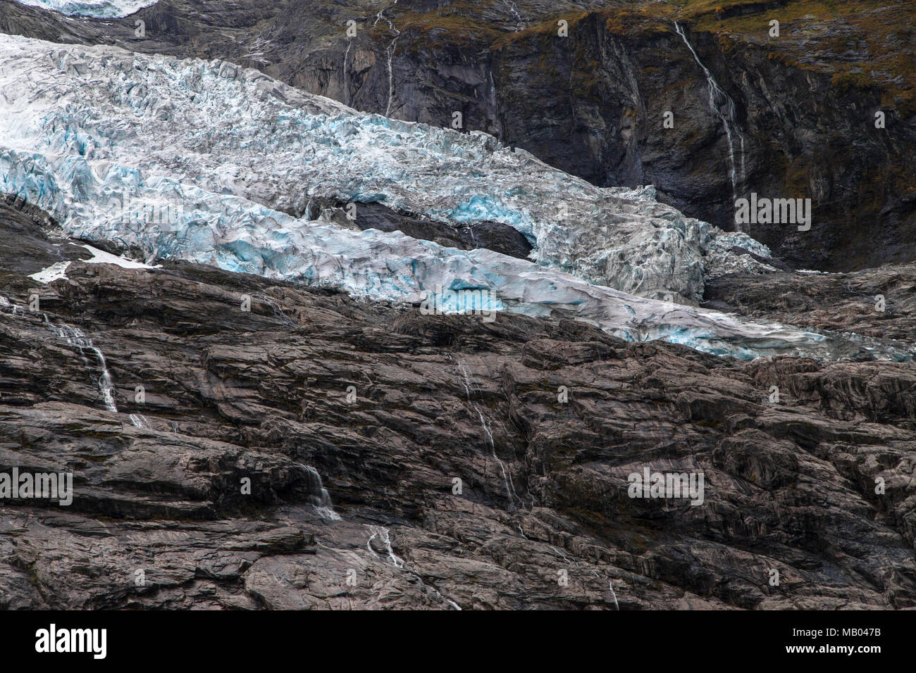 Ice front of the Boyabreen Glacier, Jostedalsbreen National Park, Norway. Stock Photo