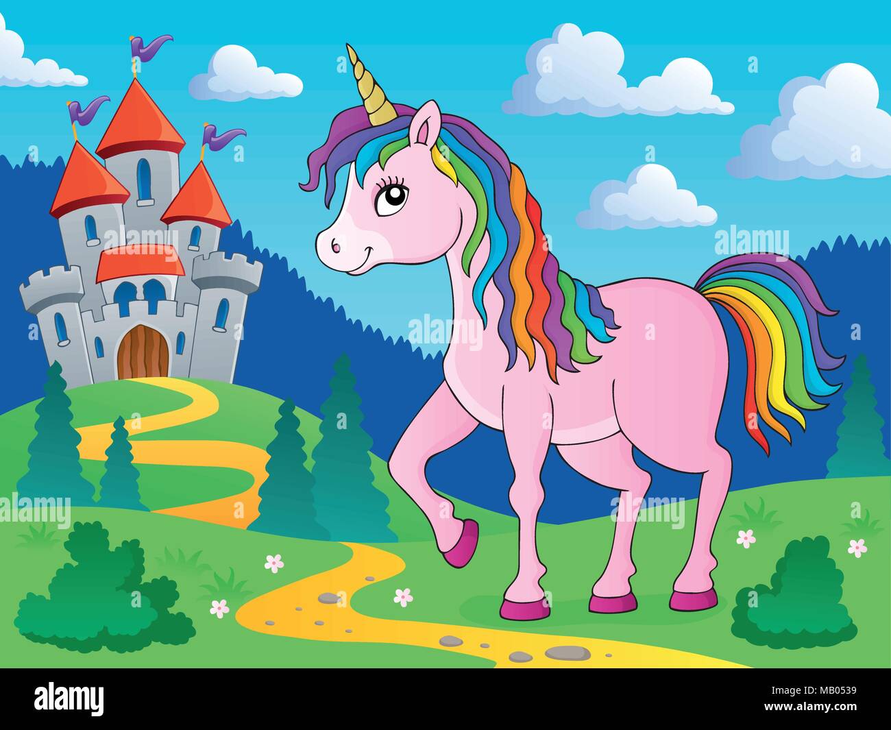 Happy unicorn topic image 3 - eps10 vector illustration. Stock Vector