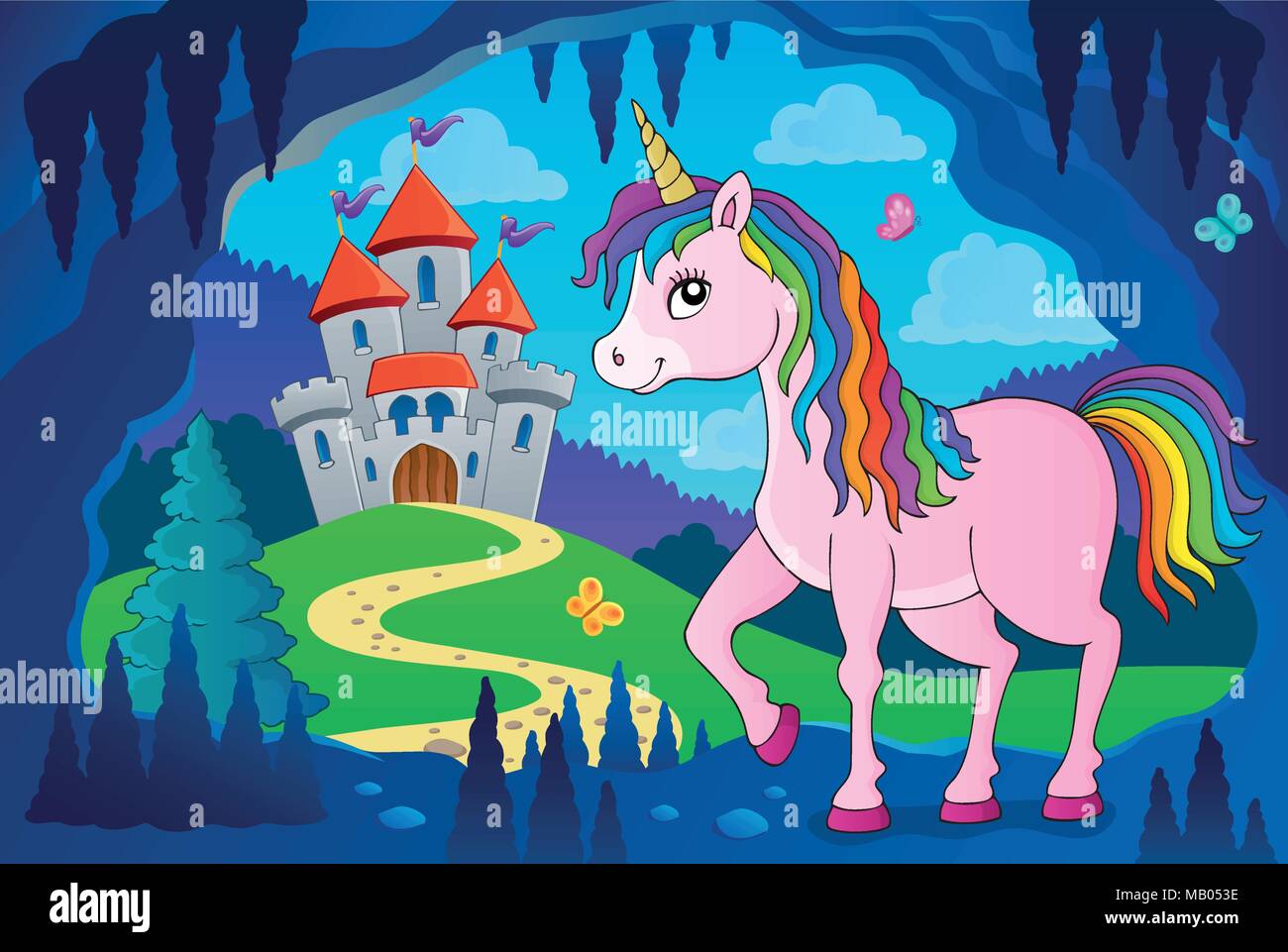 Happy unicorn topic image 4 - eps10 vector illustration. Stock Vector
