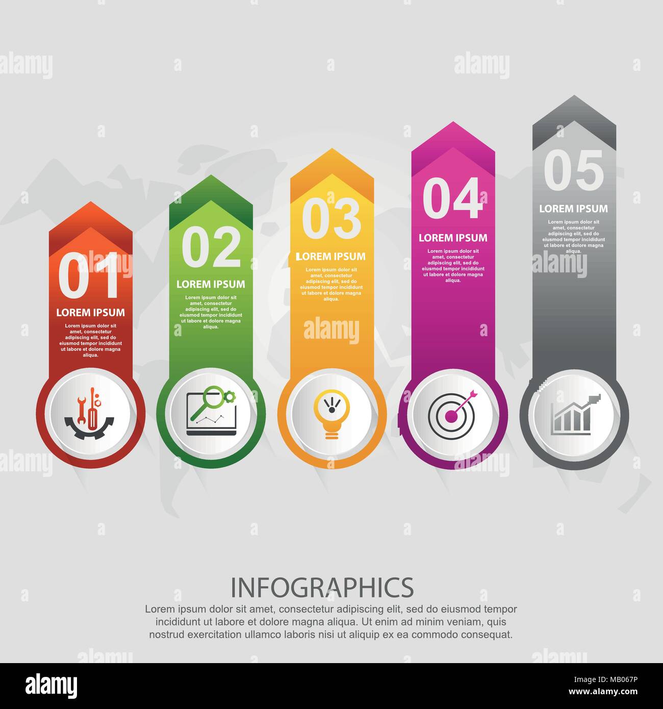 Modern vector illustration 3d. Infographic pattern with five elements ...