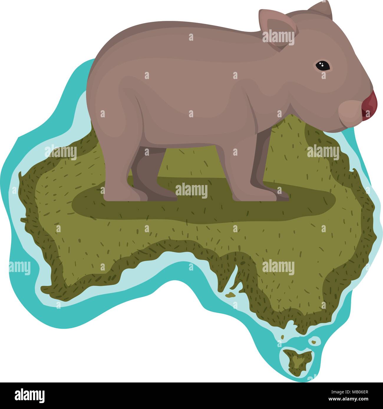wild wombat creature over australian map Stock Vector Image & Art - Alamy