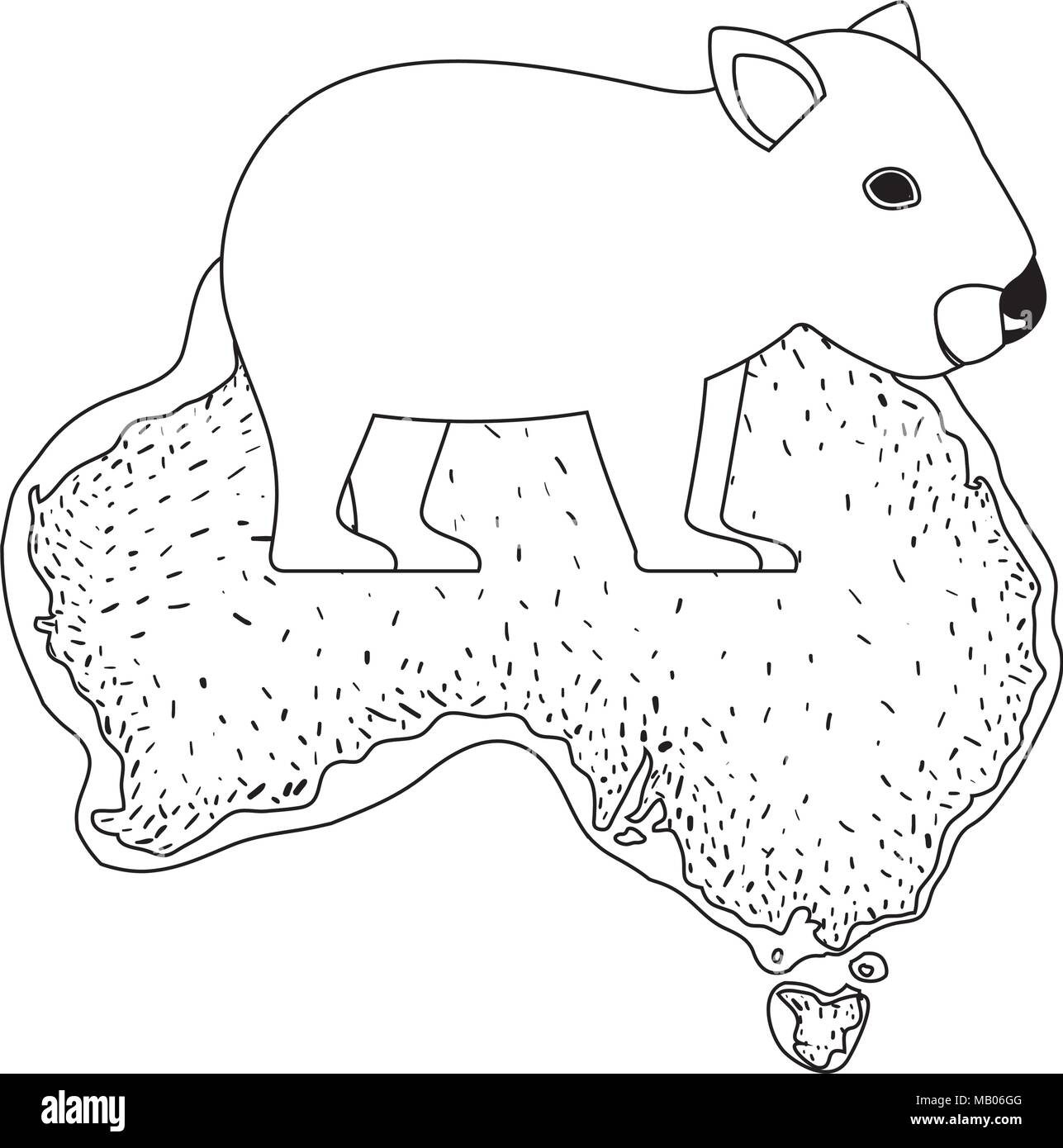 wild wombat creature over australian map Stock Vector Image & Art - Alamy