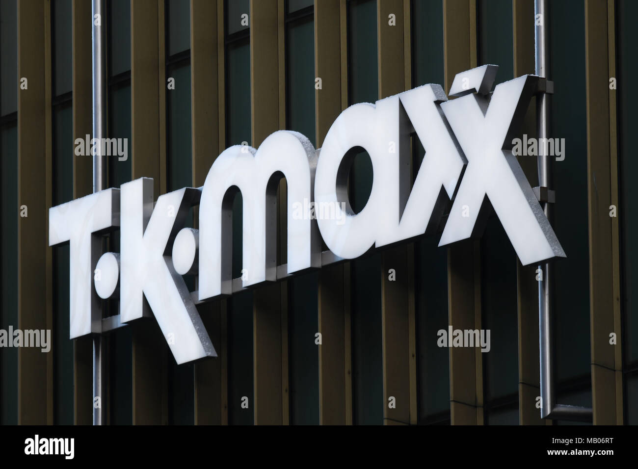 Tk Maxx shop sign logo. Stock Photo
