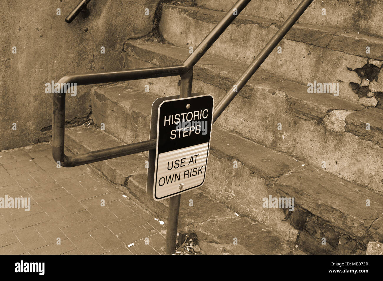River St Historic Steps Stock Photo