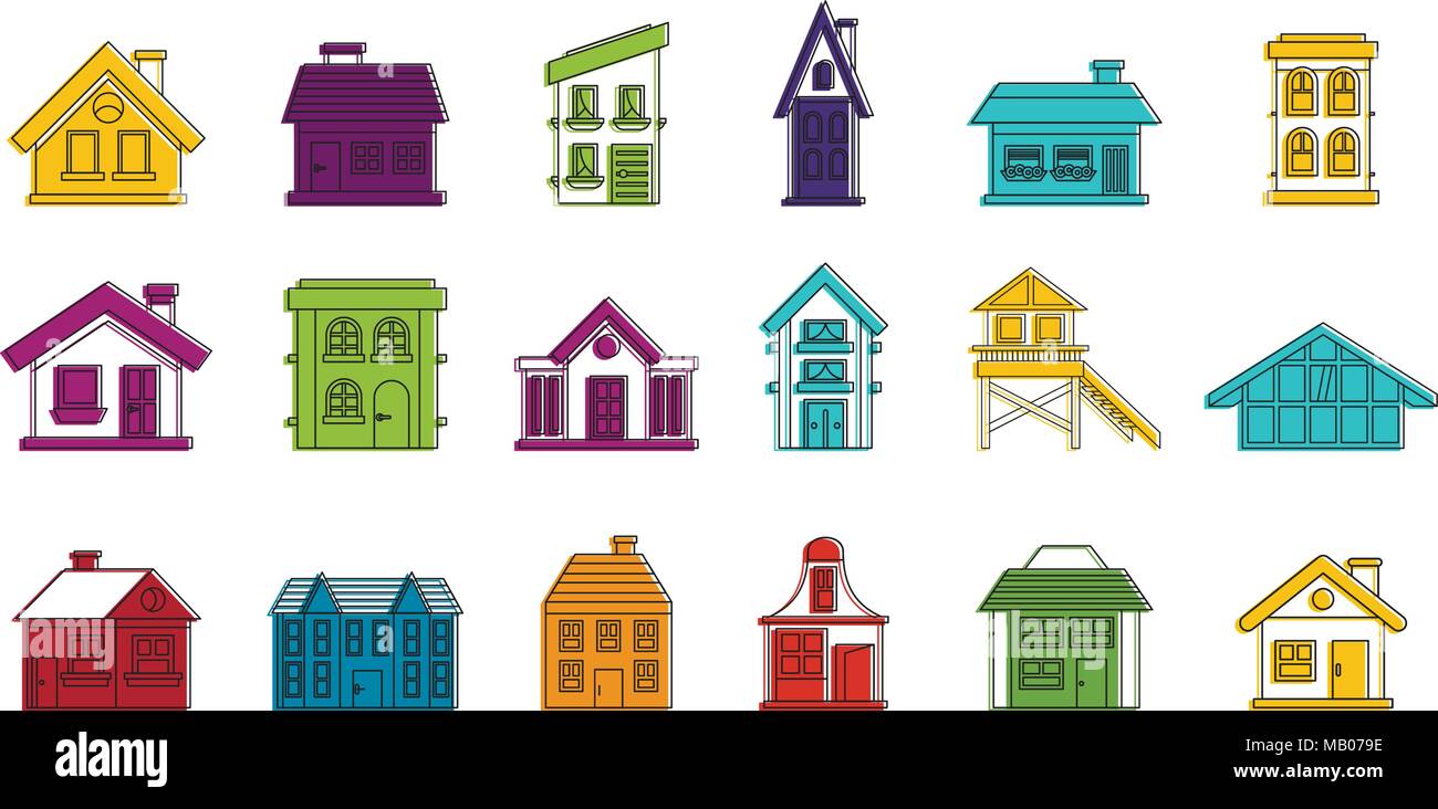 House icon set, color outline style Stock Vector Image & Art - Alamy