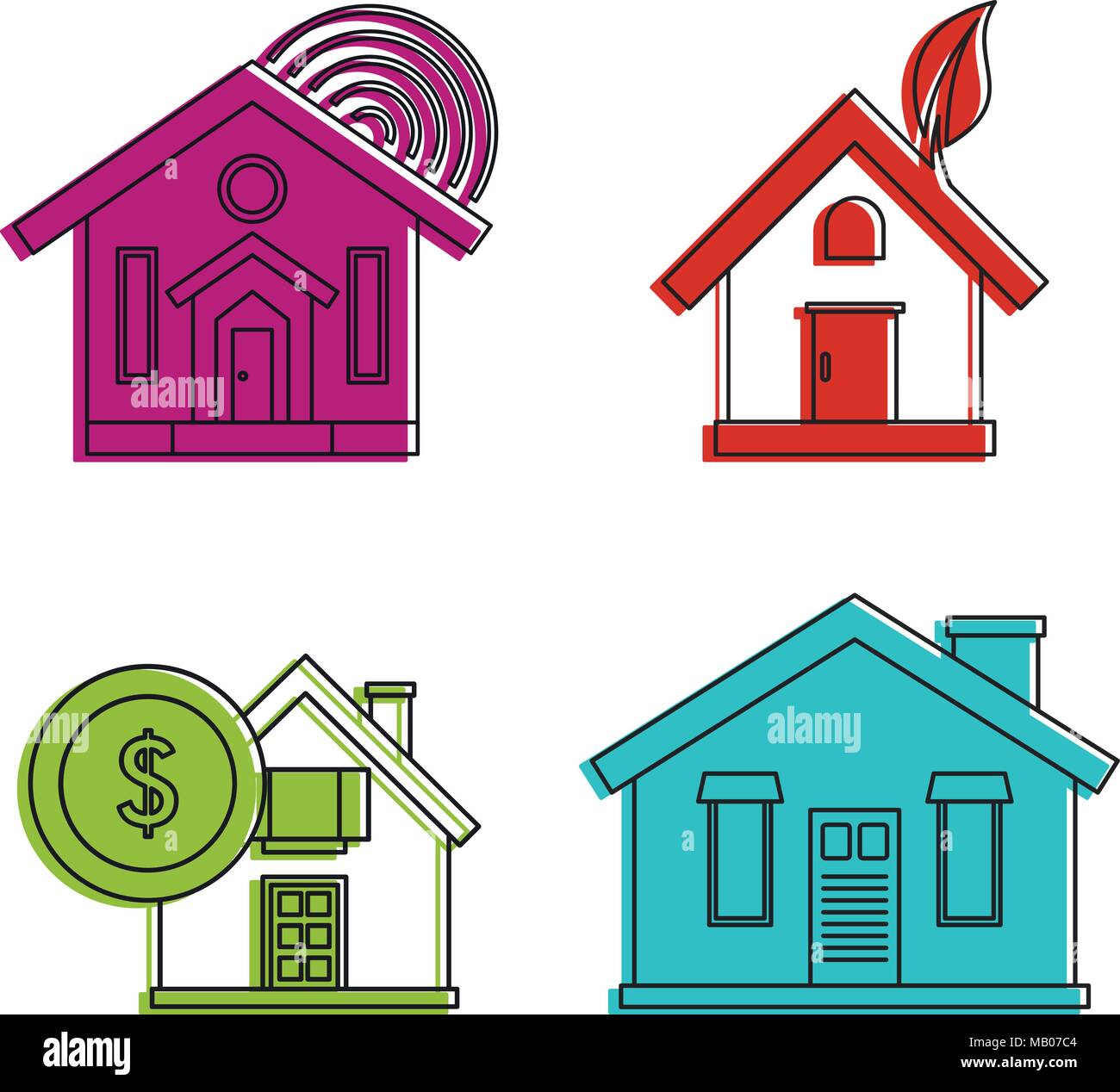 Smart house icon set, color outline style Stock Vector Image & Art - Alamy