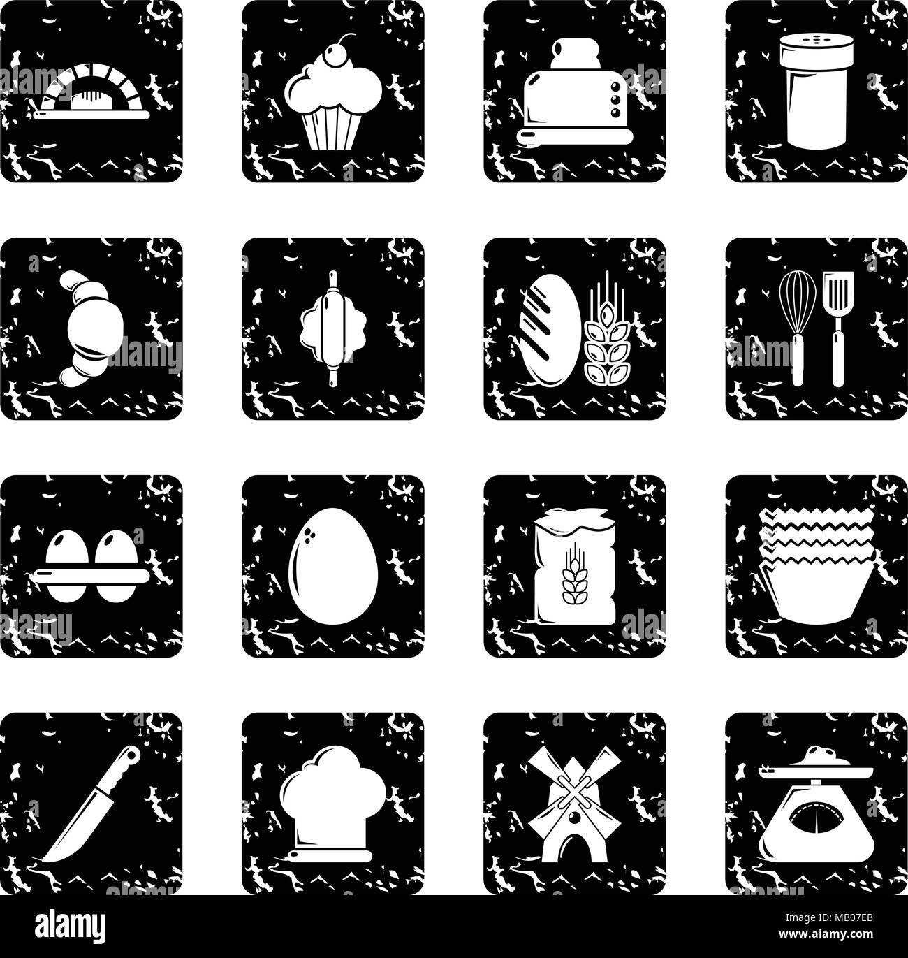 Bakery icons set grunge vector Stock Vector