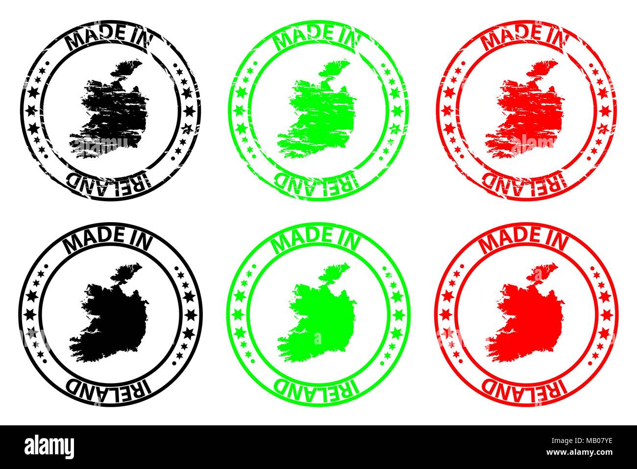 Made in Ireland rubber stamp vector, Ireland map pattern black