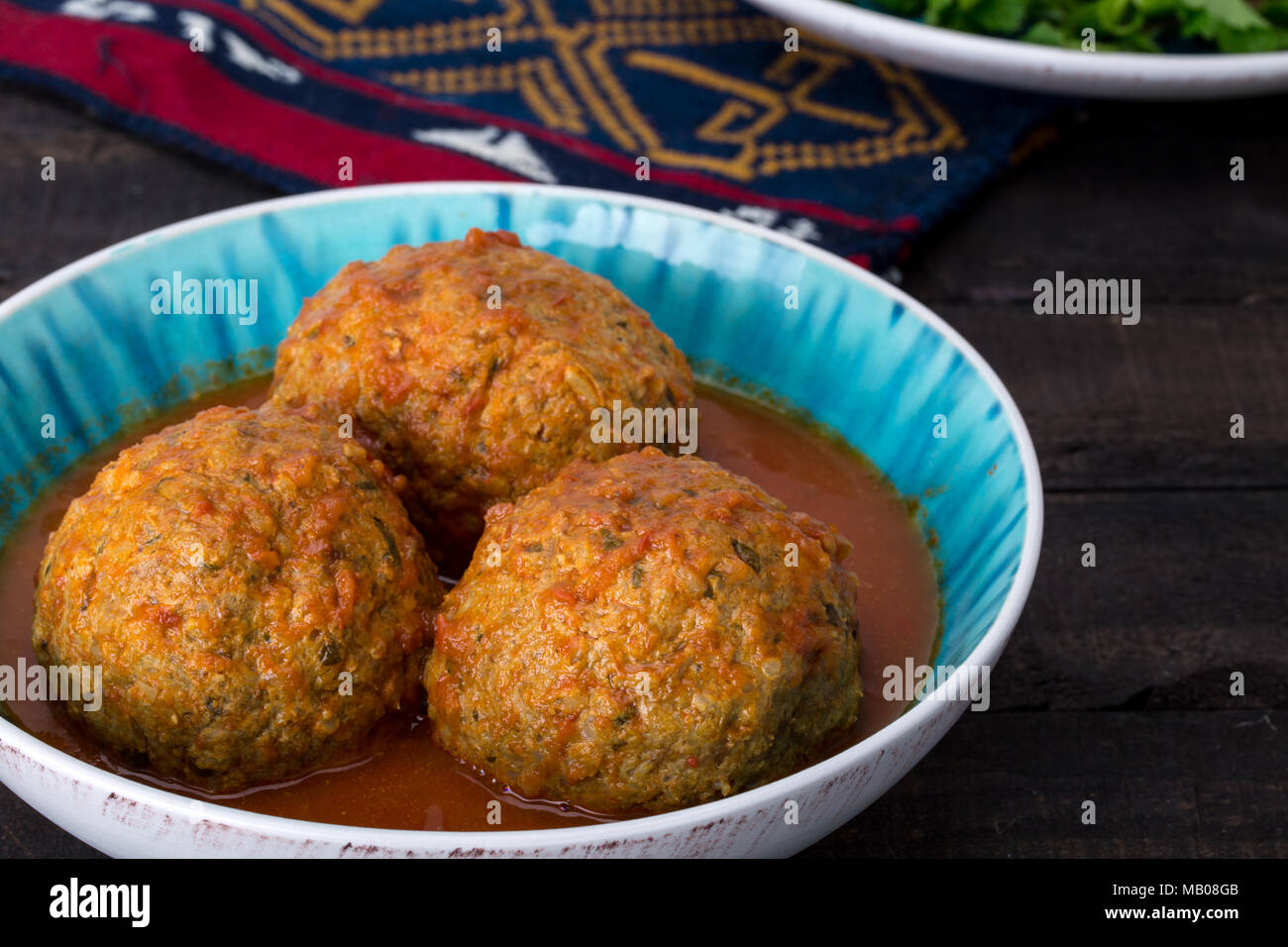 Close up of Koofteh Tabrizi Large Meatballs Stuffed With Dried Fruits ...