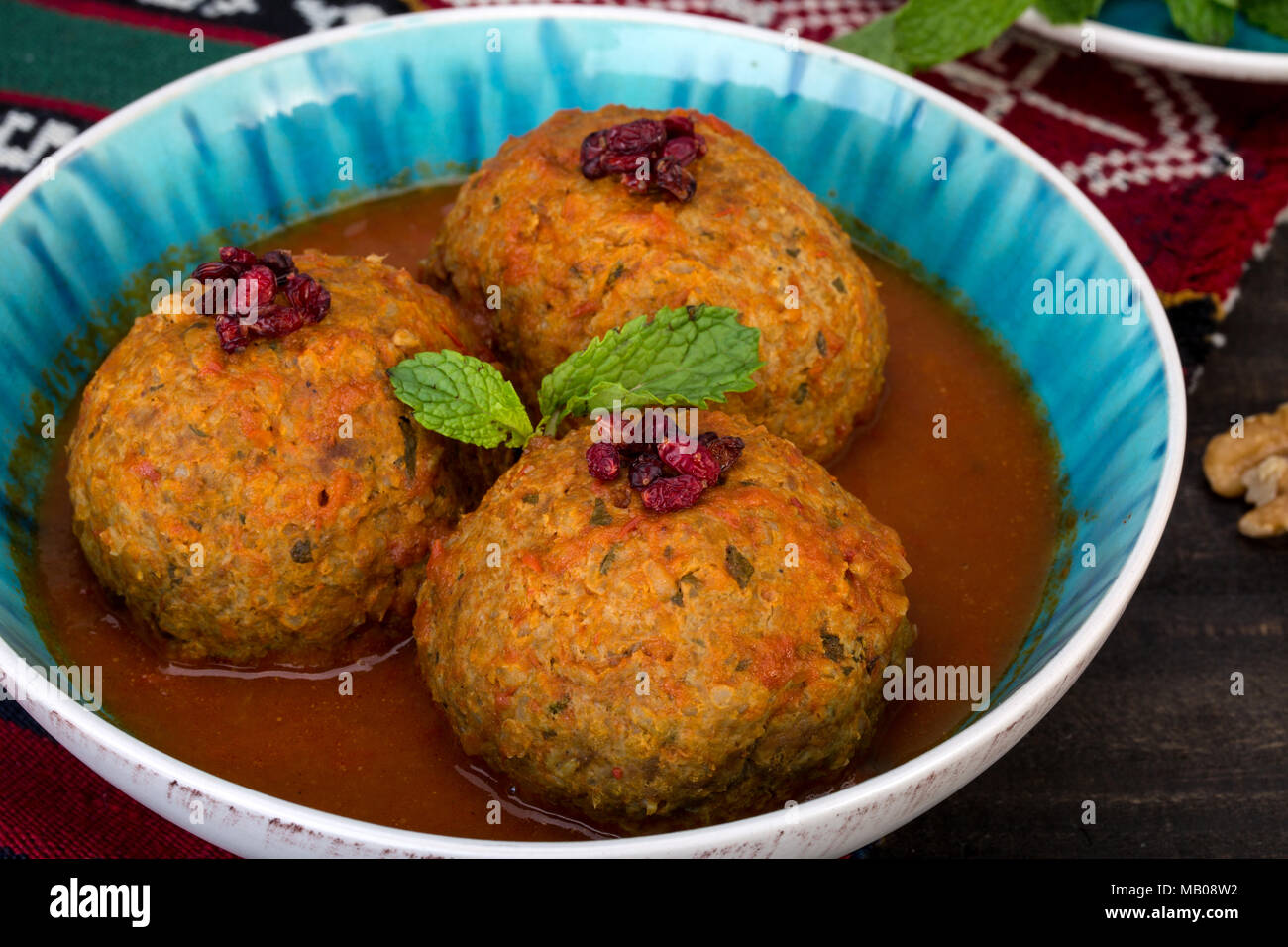Koofteh Tabrizi Large Meatballs Stuffed With Dried Fruits And Nuts In
