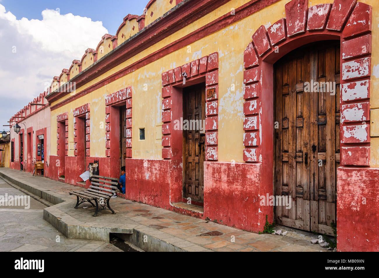 San Cristobal de las Casas, Mexico - March 26, 2015: Colorful buildings in  Calle Real de Guadalupe, San Cristobal de las Casas, Chiapas Stock Photo
