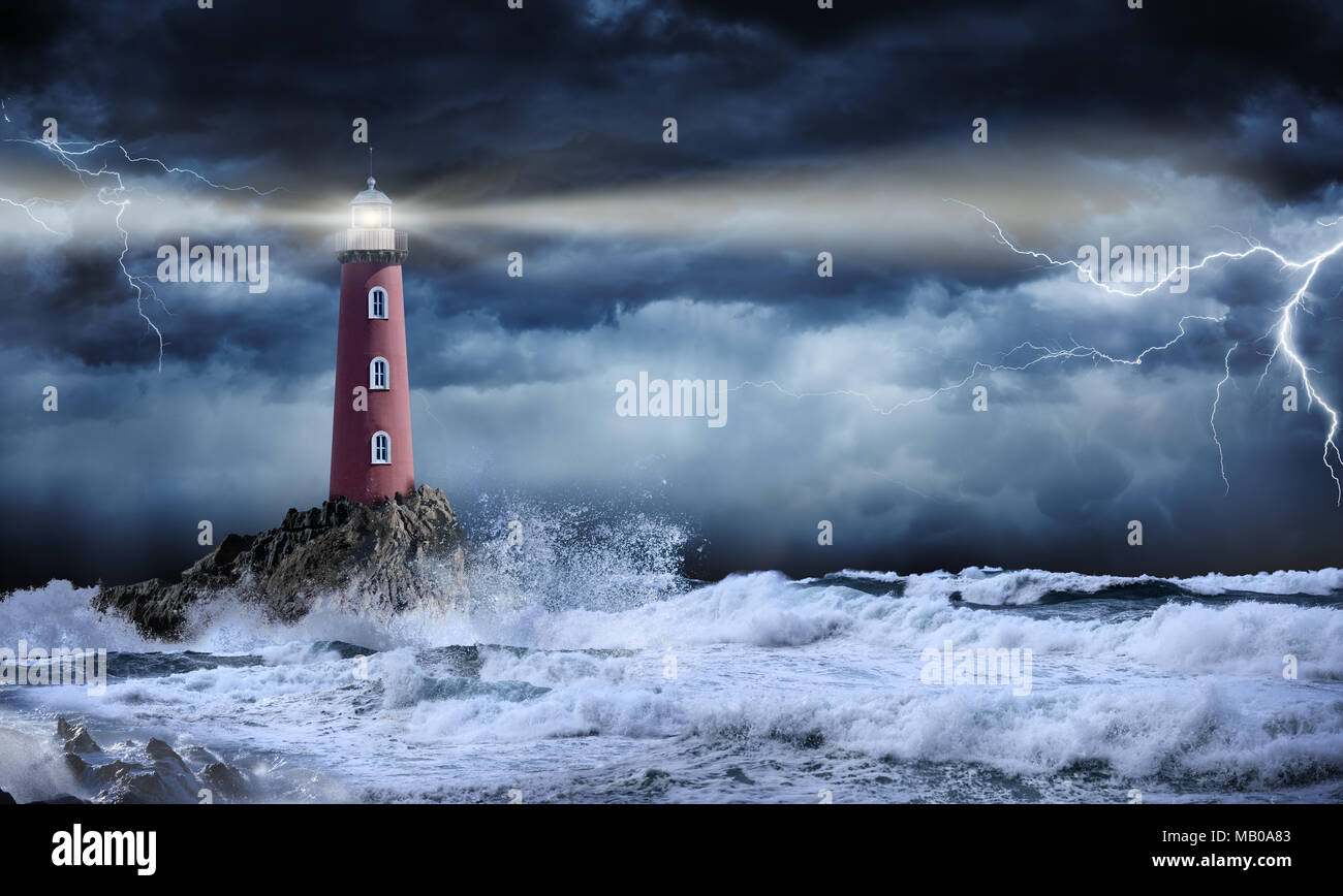 Lighthouse storm night hi-res stock photography and images - Alamy