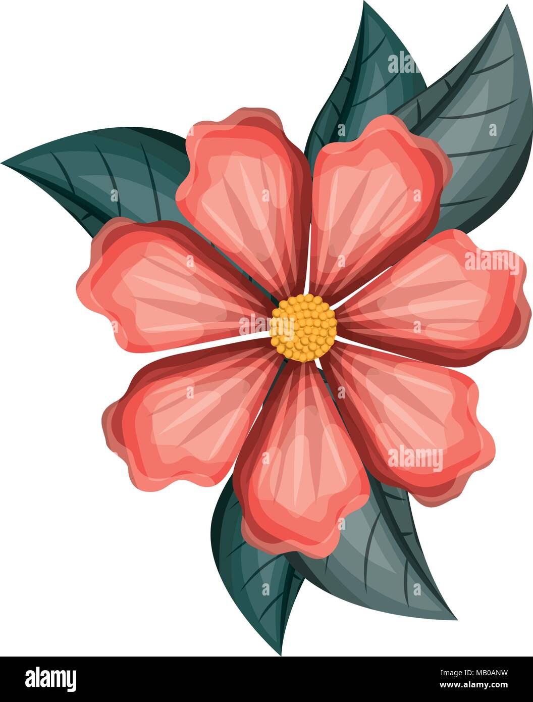beautiful flower and leafs decorative icon Stock Vector Image & Art - Alamy