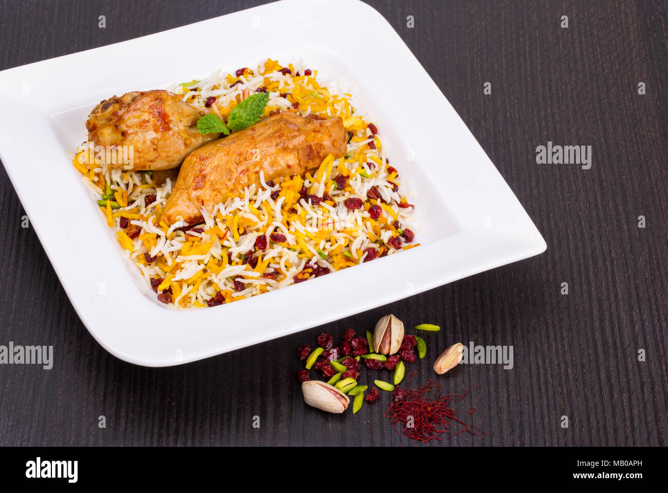 Rice Pilafs Known As Zereshk Polo a Persian Iranian Dish Topped With Saffron Rice Barberries And
