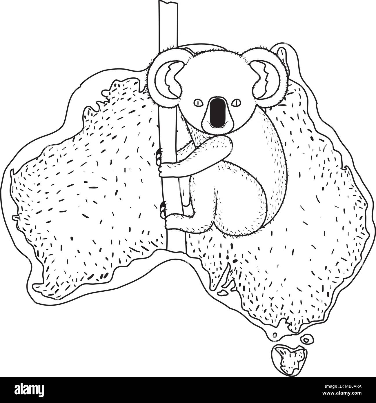 wild koala creature over australian map Stock Vector Image & Art - Alamy