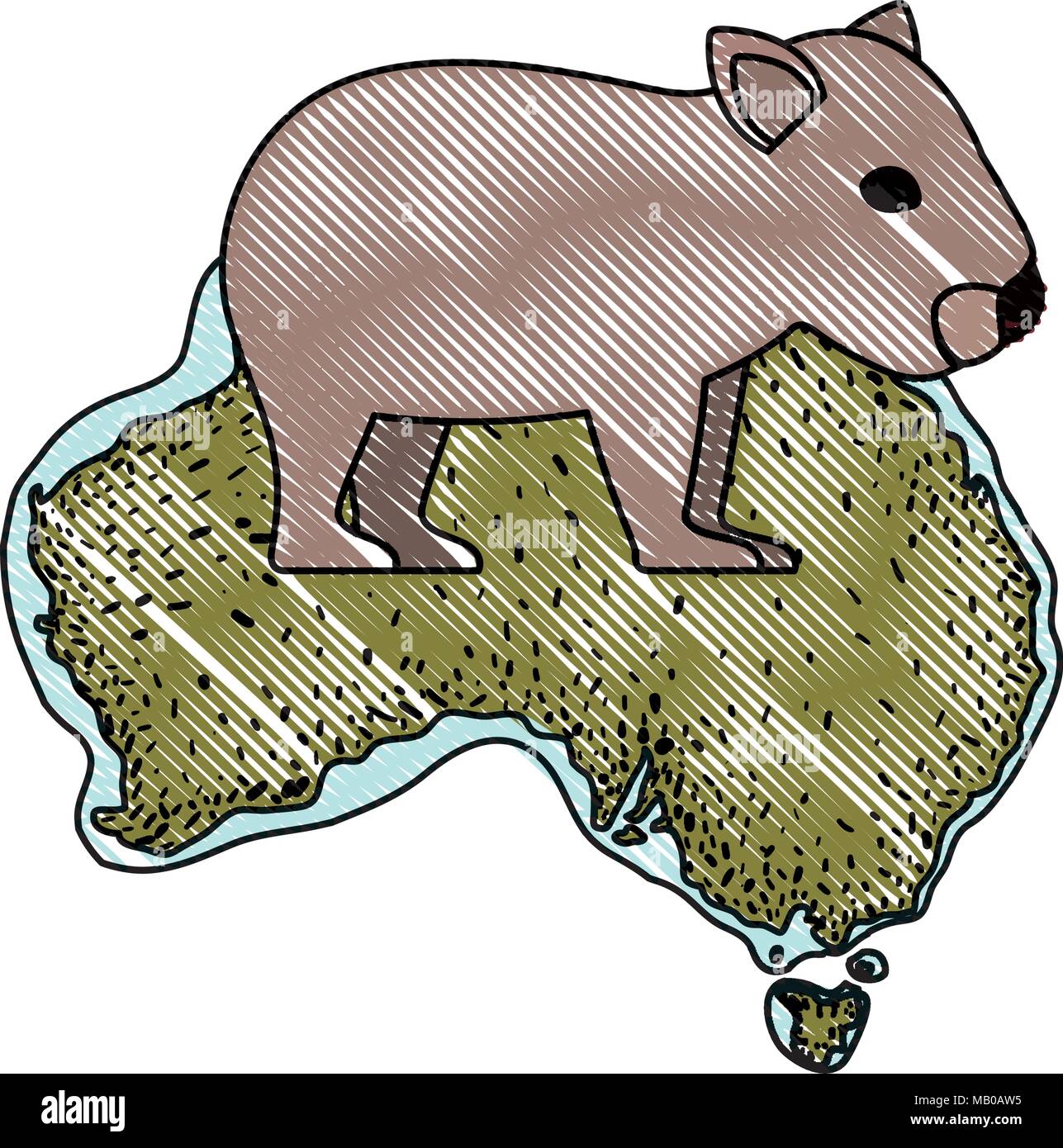 wild wombat creature over australian map Stock Vector Image & Art - Alamy