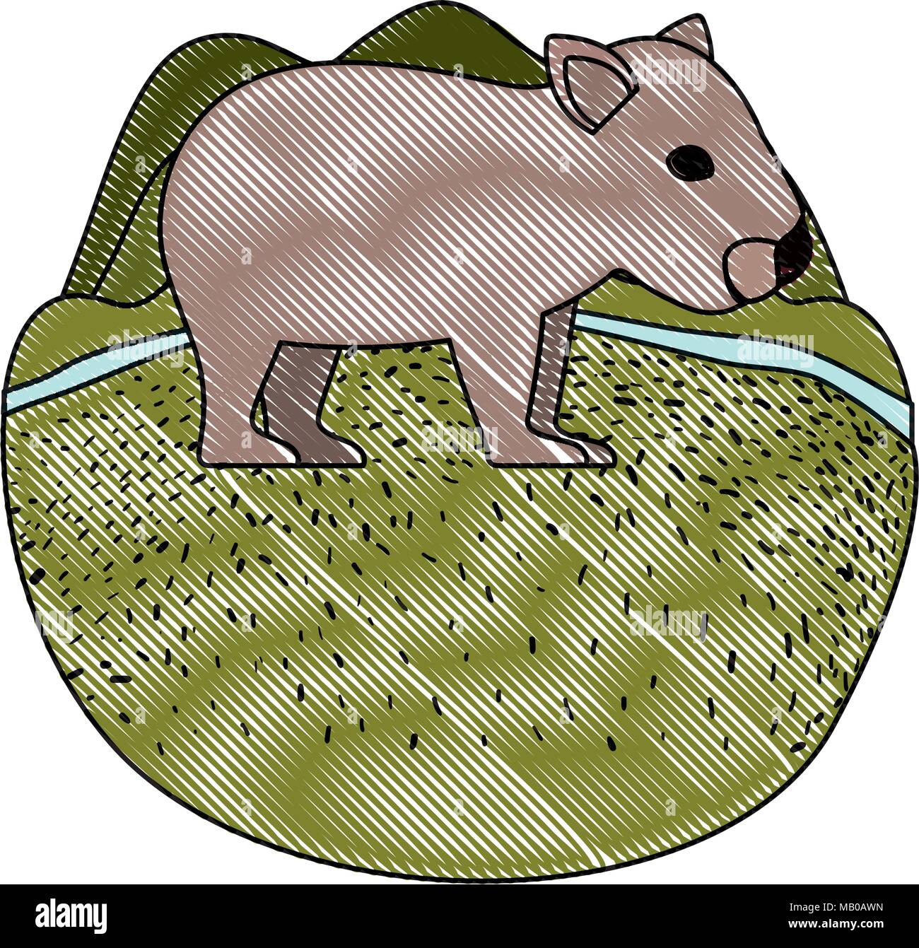 wild wombat australian creature in the camp Stock Vector Image & Art ...