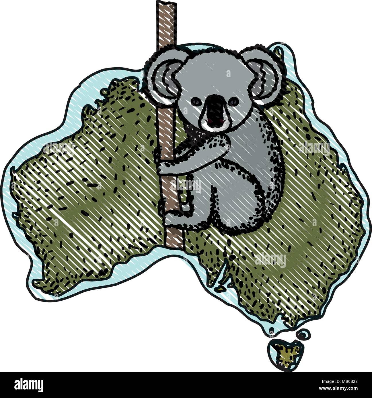 wild koala creature over australian map Stock Vector Image & Art - Alamy