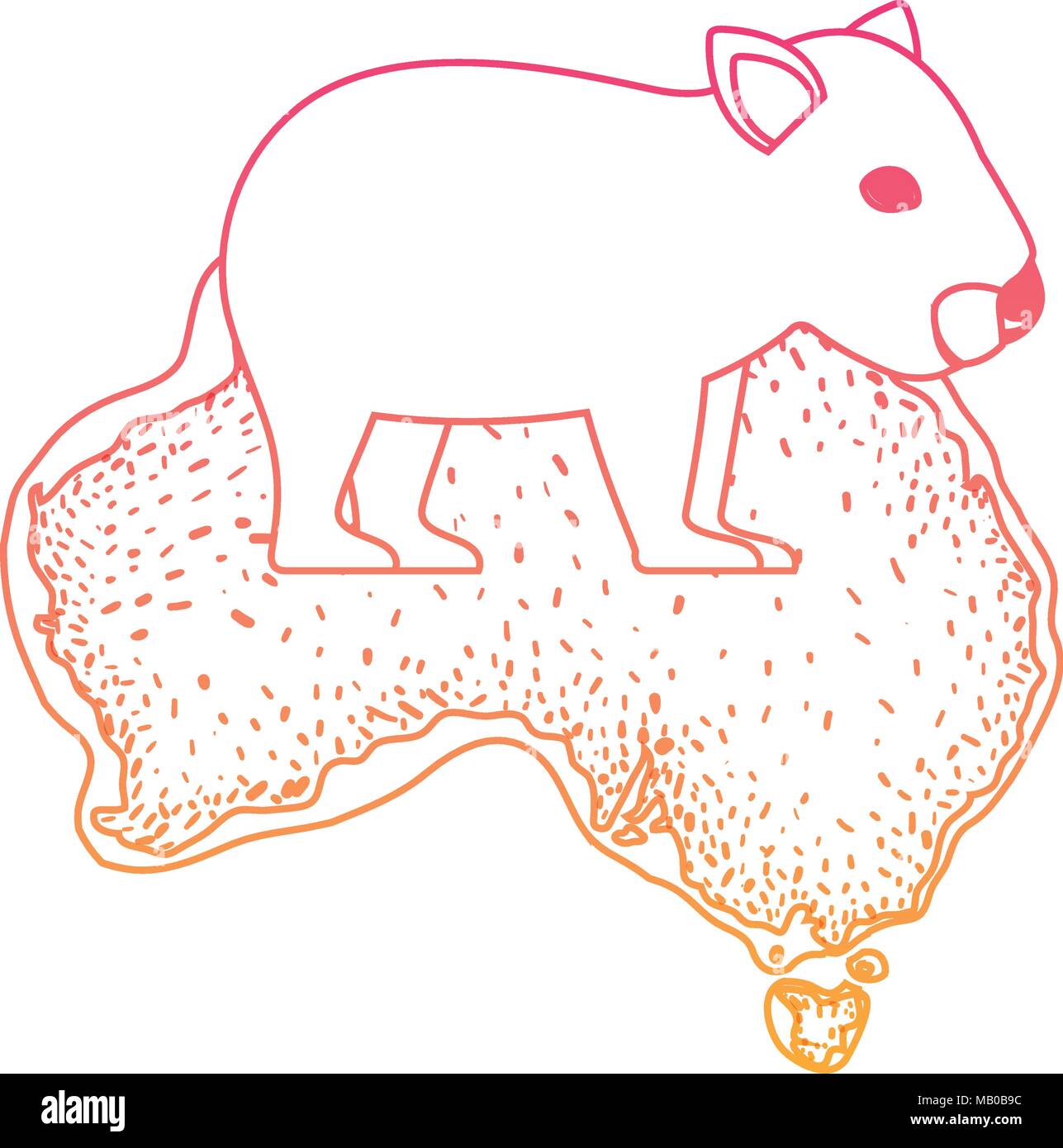 wild wombat creature over australian map Stock Vector Image & Art - Alamy