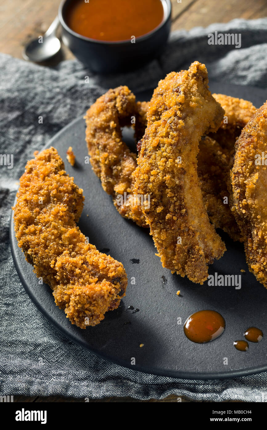 Homemade Deep Fried Ribs with Barbecue Sauce Stock Photo Alamy