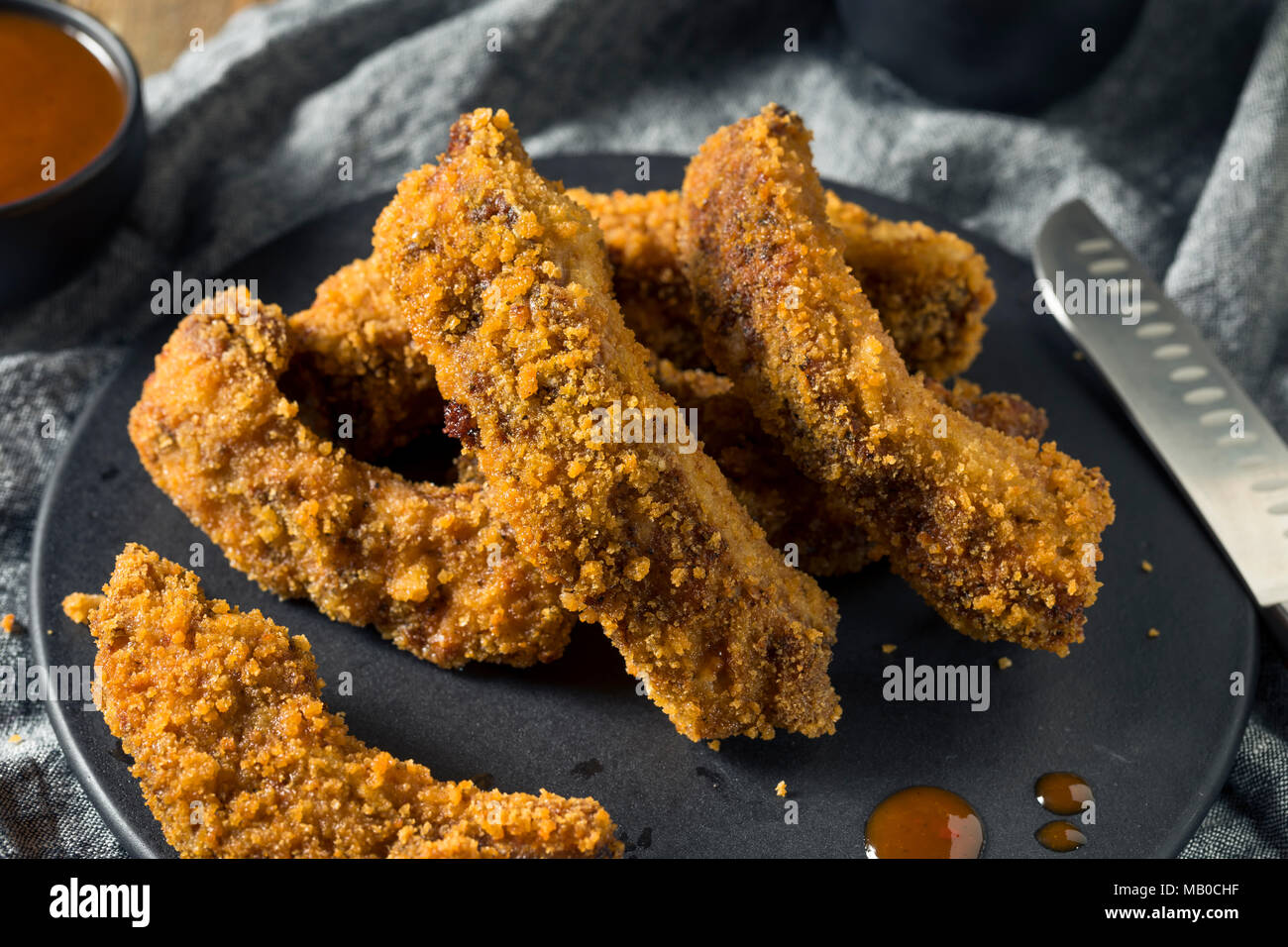 Homemade Deep Fried Ribs with Barbecue Sauce Stock Photo Alamy