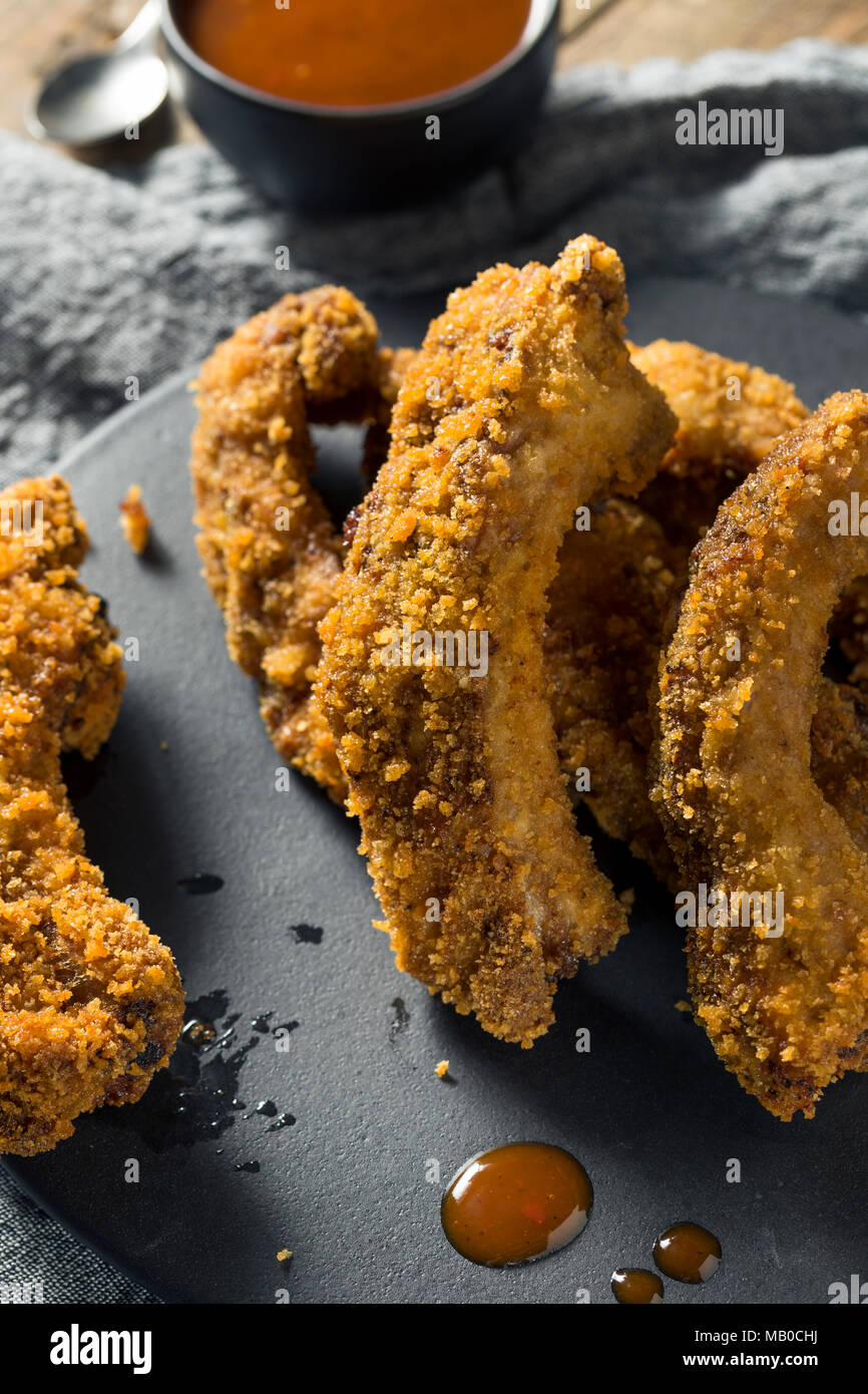 Homemade Deep Fried Ribs with Barbecue Sauce Stock Photo Alamy