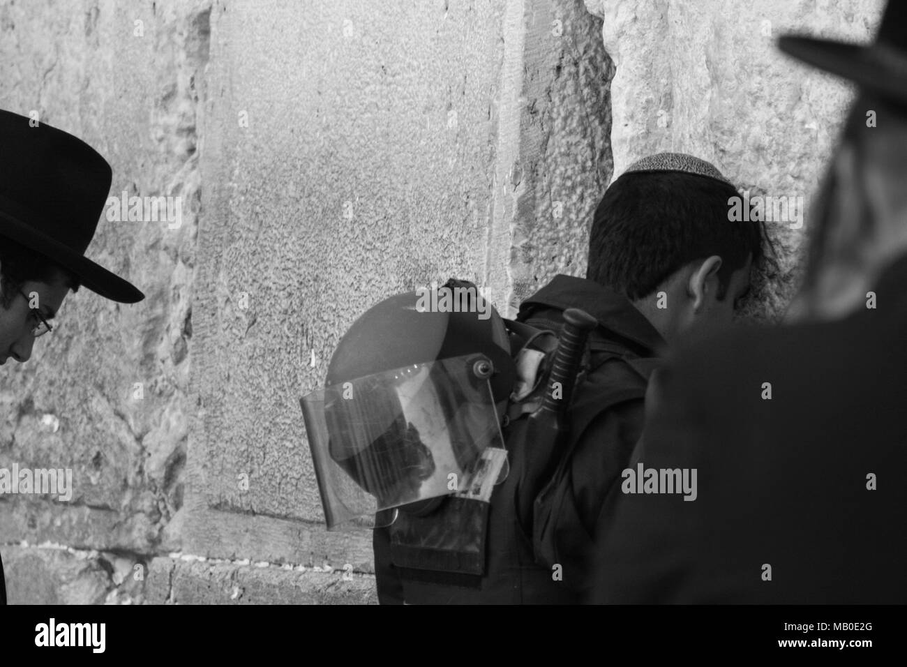 Western Wall, Israel, 05.03.2015: is also called the wailing wall. It is one of the holiest sites for jews and located at Jerusalem Temple Mount. Stock Photo