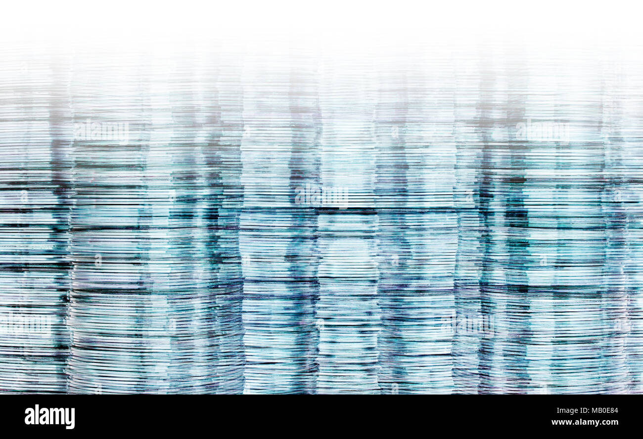 Conceptual photo illustration of translucent DVD and CD disks creates conceptual data technology background with gradient Stock Photo