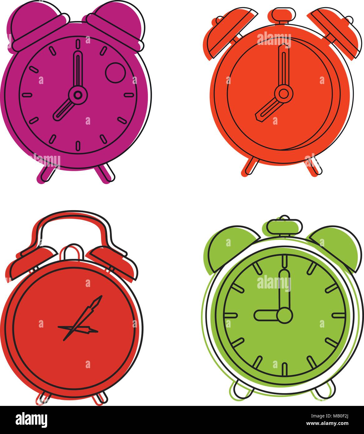 Alarm clock icon set, color outline style Stock Vector Image & Art - Alamy