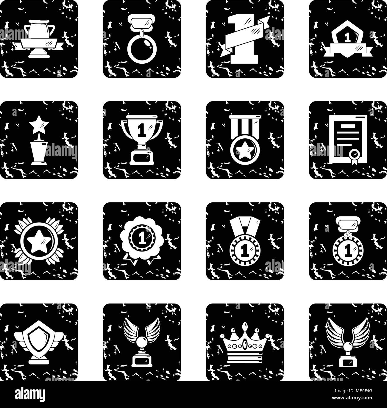 Awards medals cups icons set grunge vector Stock Vector Image & Art - Alamy