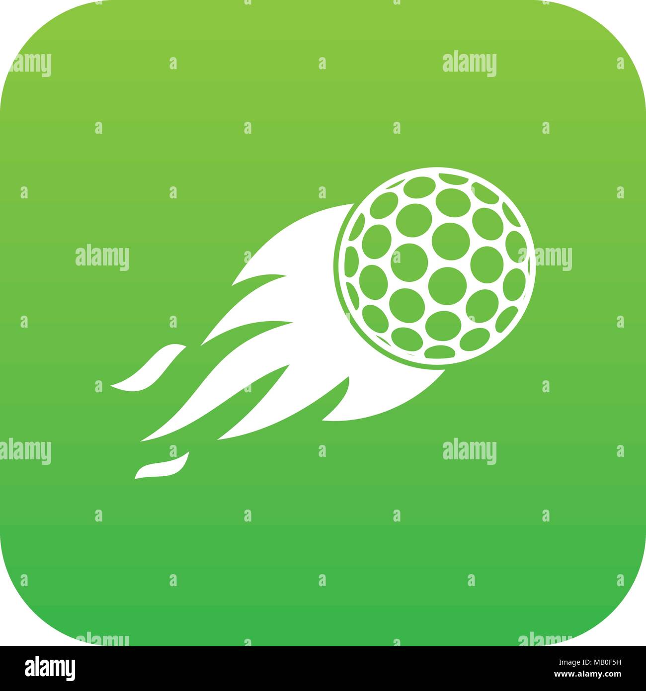 Burning golf ball icon digital green Stock Vector