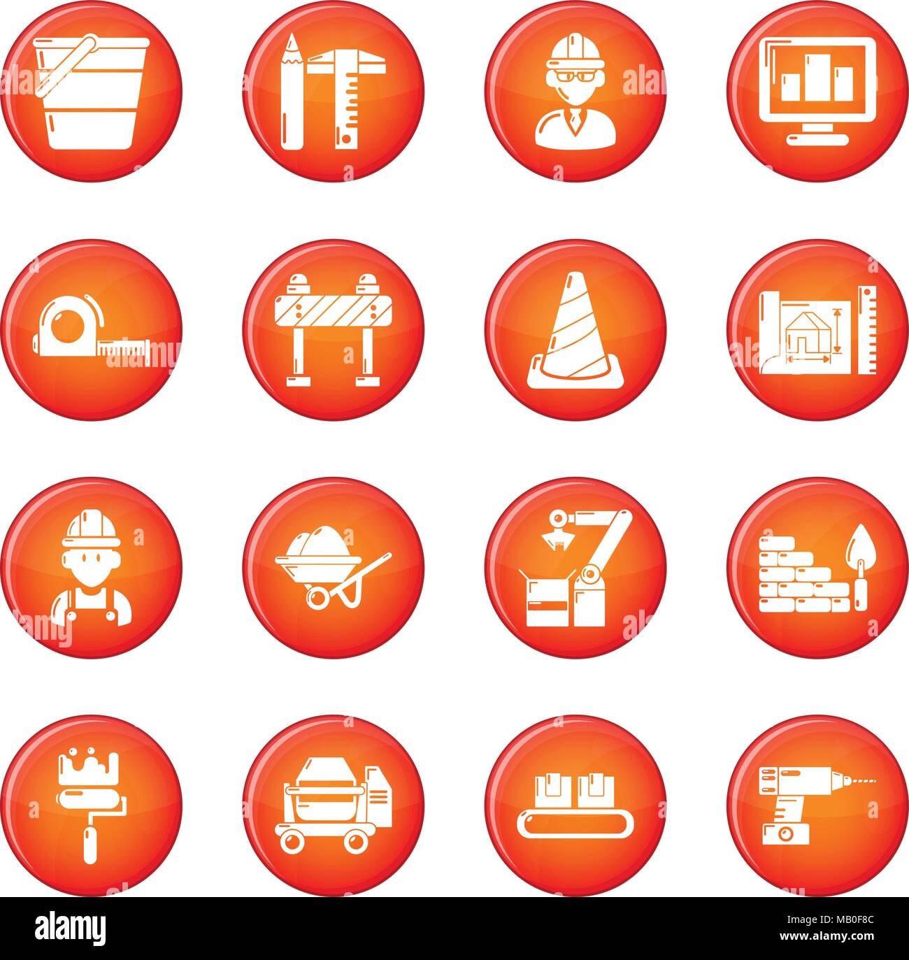 Building process icons set red vector Stock Vector Image & Art - Alamy