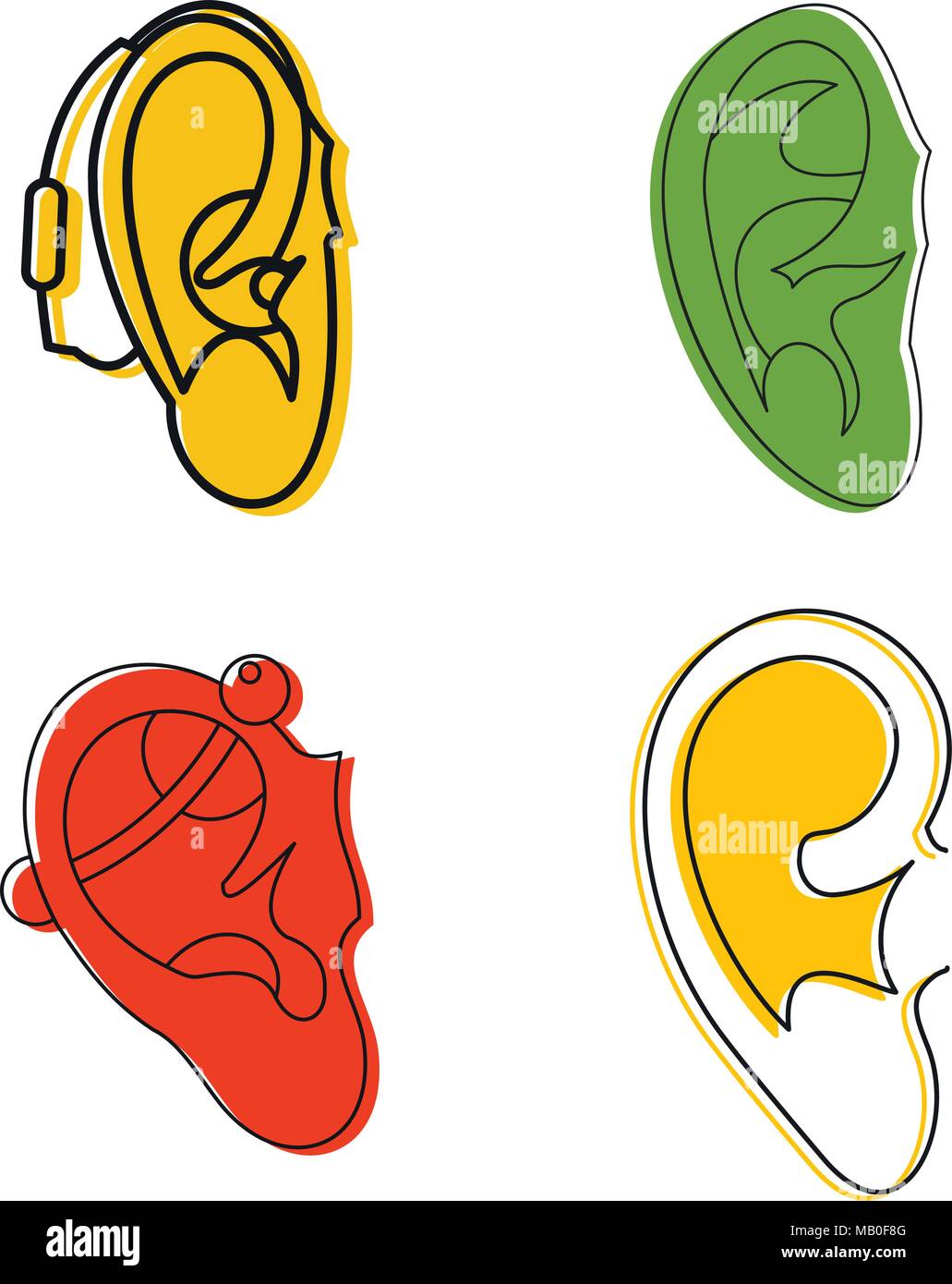Ear icon set, color outline style Stock Vector Image & Art - Alamy