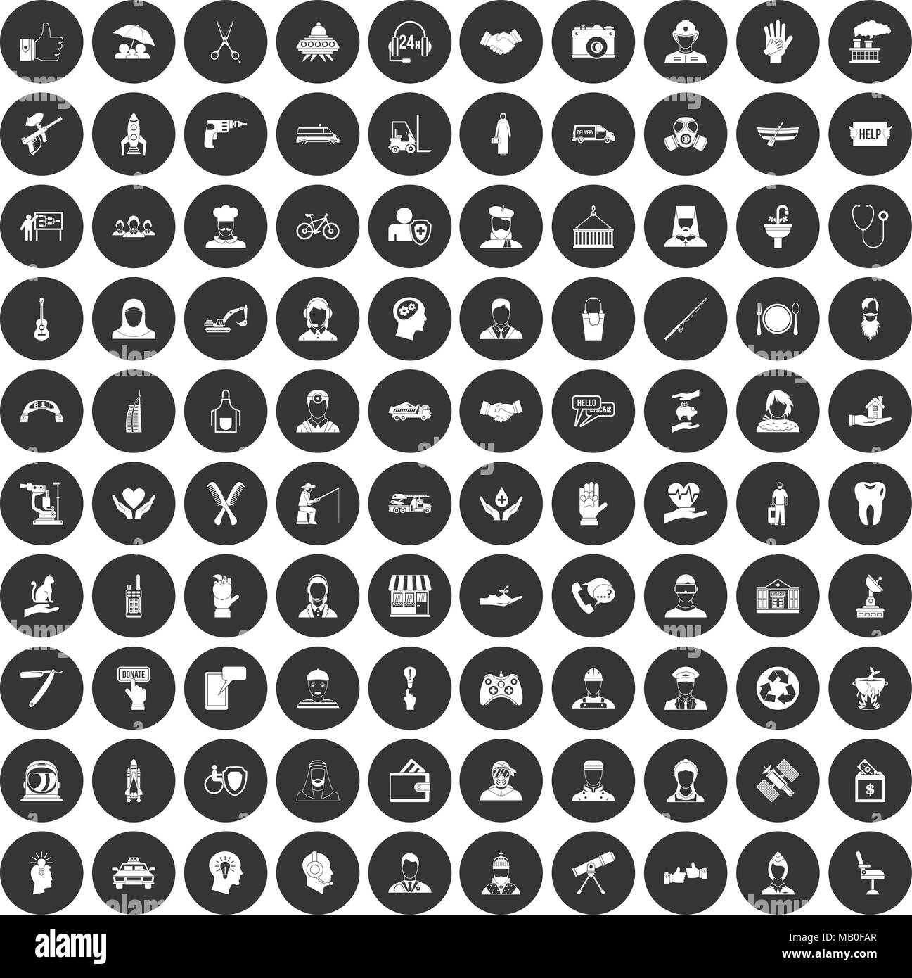100 human resources icons set black circle Stock Vector Image & Art - Alamy