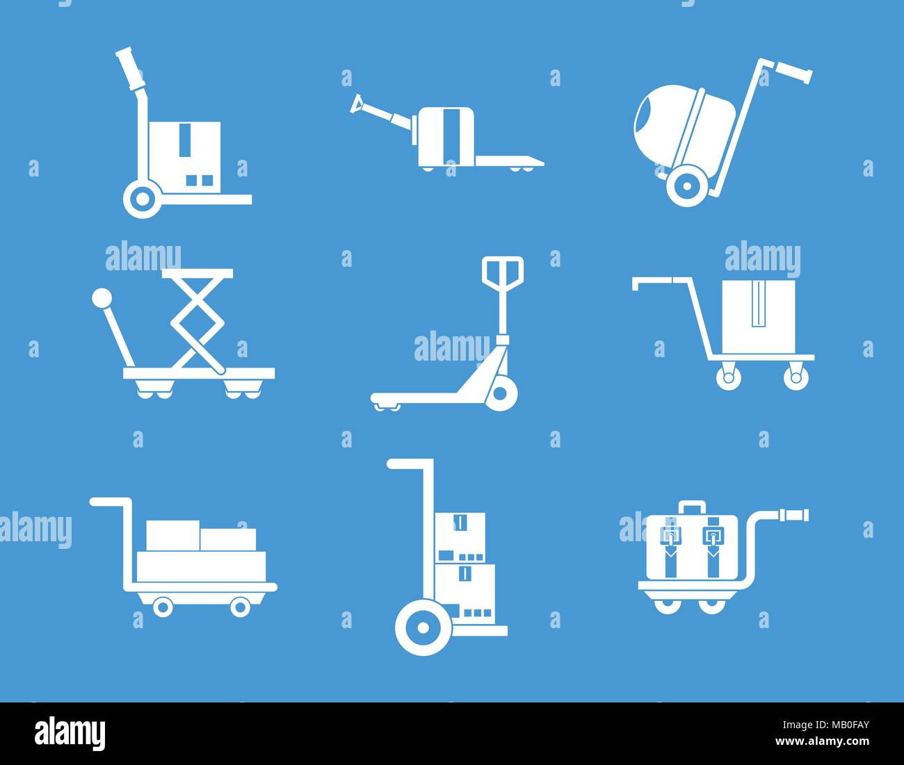Wharehouse cart icon blue set vector Stock Vector