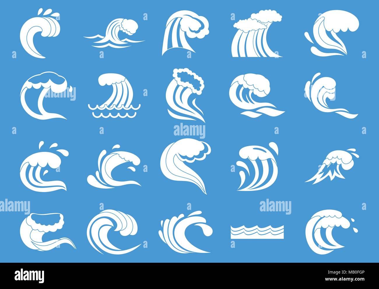 Wave icon blue set vector Stock Vector Image & Art - Alamy