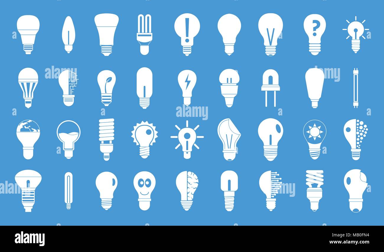 Bulb icon blue set vector Stock Vector